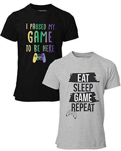 BROOKLYN VERTICAL 2-Pack Mens Video Gamer Gaming Short Sleeve Crew Neck T-Shirt| Soft Cotton Graphic Tees Sizes S-XL