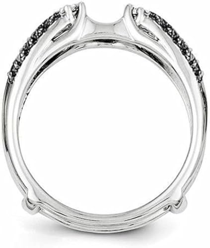 Round Cut Black & White Diamond In 14K White Gold Finish 925 Sterling Silver Diamond Enhancer Wrap Jacket Insert Ring Guard for Women's2