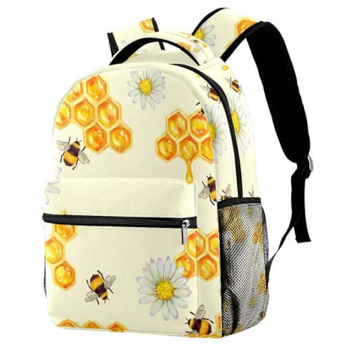 Sac à dos d'école abeille multicolore 40cm pour ado et enfant