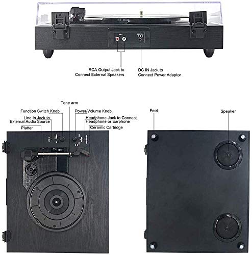 3-Speed Bluetooth Portable Suitcase Record Player with Built-in Speakers | Upgraded Turntable Audio Sound| Includes… - Les Beatles, Paul McCartney, John Lennon, RIngo Starr, George Harrison 3-Speed Bluetooth Portable Suitcase Record Player with Built-in Speakers | Upgraded Turntable Audio Sound| Includes… – Image 5