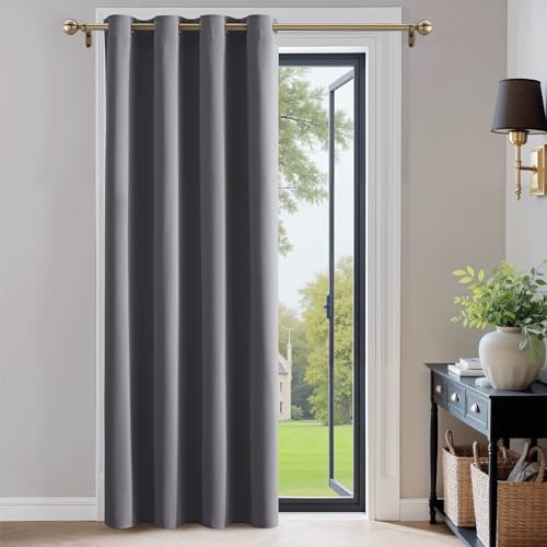 PONY DANCE Rideau Occultant - Décoration de Porte Fenêtre Intérieurs - Lot de 1 Panneaux Anti Chaleur Anti Froid avec Oeillets Isolation Lumineux, Largeur 132 x...