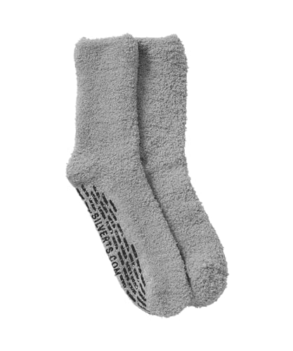 Image of Silverts Unisex Adaptive Non-Slip Grip Socks, Hospital Slippers for Elderly | Assisted dressing, nursing home, rehab & recovery wear, treaded sole, machine washable