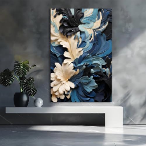 Affiche murale de fleurs et vagues abstraites pour décorer un salon moderne - 2