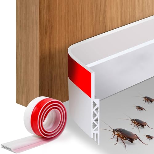 Vinabo Burlete Puerta Entrada, Junta de Puerta de Goma Autoadhesiva, Burlete Bajo Puerta, Antipolvo Aislamiento Acústico Prueba De Viento (100 cm x 5 cm, Blanco)