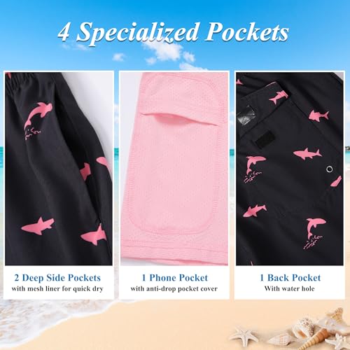 Mens Swim Trunks, 5 inch Quick Dry Swimming Board Shorts Bathing Suit with Compression Liner and 4 Zipper Pockets3