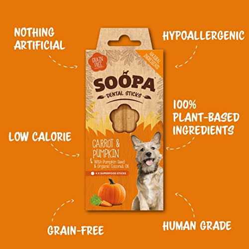 10 Pack Soopa Carrot & Pumpkin Dog Dental Sticks, orange, 100 g (Pack of 10) - Image 2