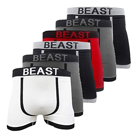 Buckingham Boutique Mens Seamless Designer Boxer Shorts Briefs Trunks - Gangster,I'm a Boss, Hustler in S, M, L, XL, XXL (6 Pack) (L, Beast) Cover
