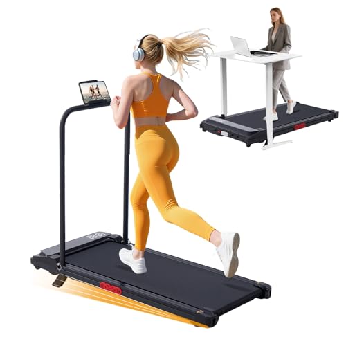 Folding Foldable Walking Pad Treadmill with Handle Bar and Adjustable Incline, 3.5HP Portable...
