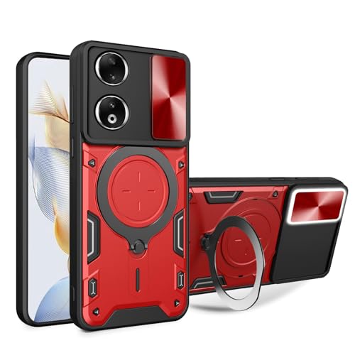 Generic Compatible with Huawei Nova 11i 4G Case,Car Mount Magnetic,Compatible with Huawei Nova 11i 4G Mao-LX9 Built-in Kickstand with Slide Lens Case Cover Red