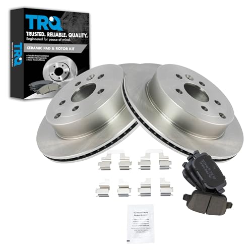 Image of TRQ Rear Brake Pad and Rotor Set Ceramic Vented Rotors | For 2008-2012 Land Rover LR2