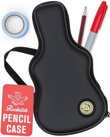 Suck UK Piórnik na gitarę | duży czarny piórnik dla chłopców i dziewcząt | prezenty dla mężczyzn i dla niego | nowatorski uchwyt na artykuły pa | prezenty urodzinowe dla mężczyzn | Zabawny