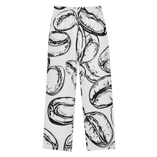 ZZXXB Retro Coffee Bean Boys Long Pants Soft Trousers Elastic Waist Kids Lounge Bottoms with Pockets S-XL