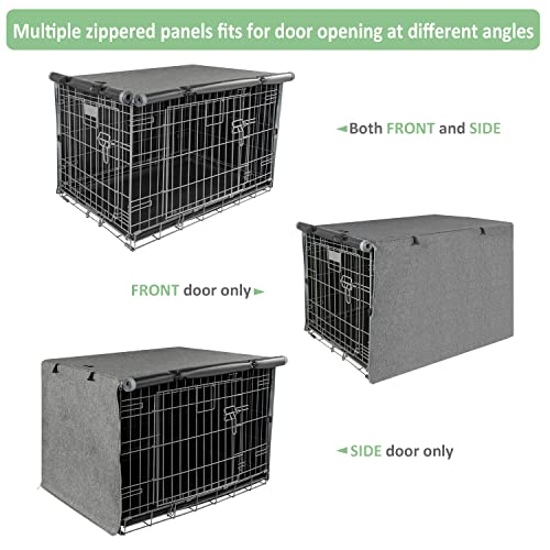 X-Zone Pet Double Door Dog Crate Cover - Polyester Pet Kennel Cover (Fits 24 30 36 42 48 Inches Wire Crate) (42 Inch, Grey) #TOP3