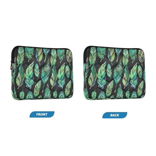 Funda para portátil 13-14 pulgadas con diseño de plumas verdes miniatura 2