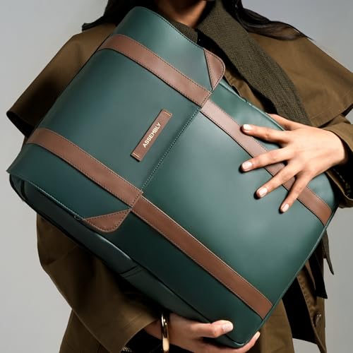 Image of Assembly Vintage 21L Laptop Backpack for Men Women 15.6 Inch Leatherette Office Travel Bag with Hidden Magnetic Flap Closure