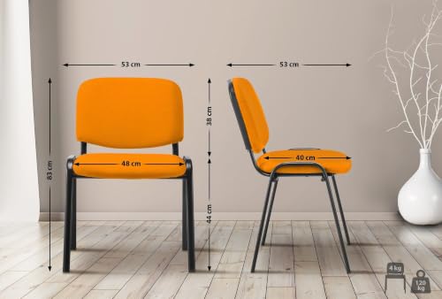 Miniatura 3 de Clp Silla De Visitas Ken En Tela I Silla De Conferencias Apilable I Silla De Reuniones Con Capacidad Máx. 120 Kg I Color:, Color:Naranja