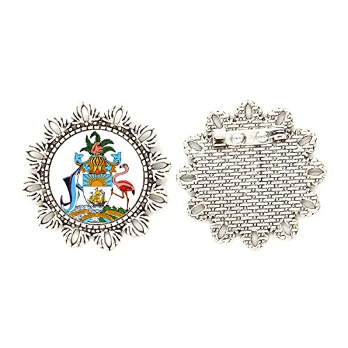 Broche de Bahamas insignia de plata pin heráldico mediano accesorio para solapa pecho