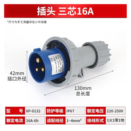 Conector industrial 16A 32A impermeable trifásico de 3 4 5 pines 3