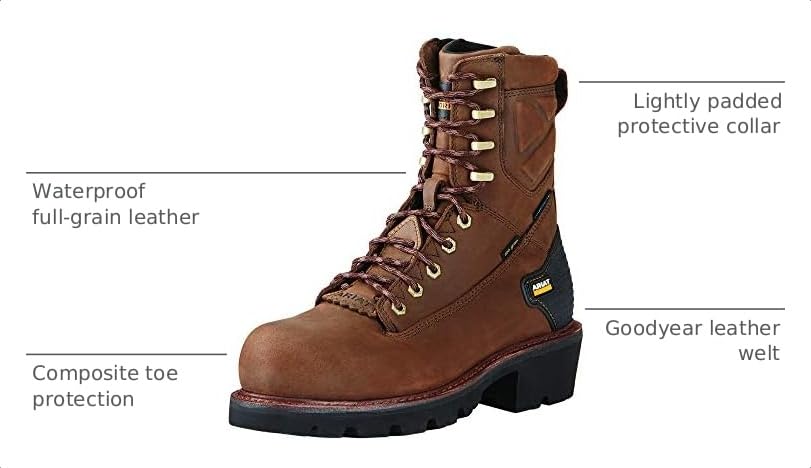Image of ARIAT Men's Powerline 8 inch 400g Waterproof 400g Composite Toe Work Boot