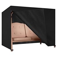 Dokon Hollywoodschaukel Abdeckung 3 Sitzer Wasserdicht Winterfest Winddicht UV-Beständiges Robustes Oxford-Gewebe Schutzhülle für Gartenschaukel, Schaukelbank (210x150x150cm) - Schwarz