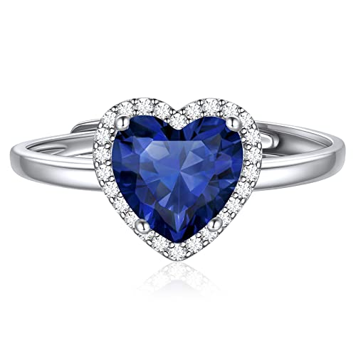 ChicSilver 925 Sterling Silver Heart/Round/Pear/Emerald Shaped Birthstone Promise Ring for Women (Withe Gift Box)