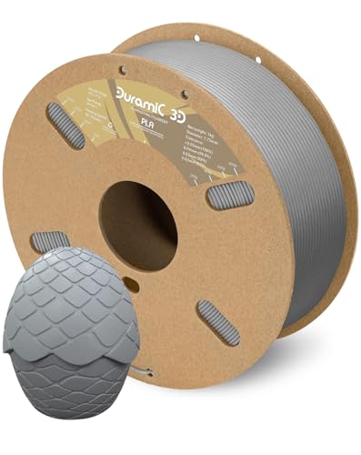 DURAMIC 3D PLA Filament 1.75mm Grey 1kg Spool, Jam-Free High Stifness 3D...
