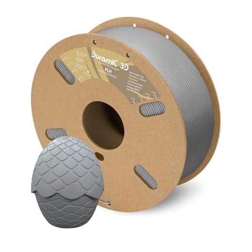 DURAMIC 3D PLA Filament 1.75mm 1kg Spool, Jam-Free High Stifness 3D Printing Filament with Cardboard Spool, No-Tangling No-Clogging Dimensional Accuracy 99% +/- 0.03 mm PLA Grey 1 Pack