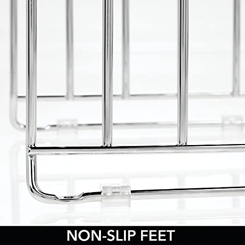 mDesign Afdruiprek van metaal voor bakplaten – compacte potdekselhouder voor de keukenkast – ruimtebesparende standaard voor kookgerei – zilverkleurig - Image 6