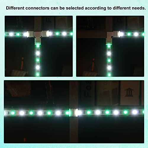 Image of Honoson 35 Pcs 5 Pin LED Light Connecto Solderless LED Strip Connector L Shape Extension T Shape Solderless Extension for Strip Light Unwired Gapless Track 5050 3528 Smd Rgbw Extending Connection