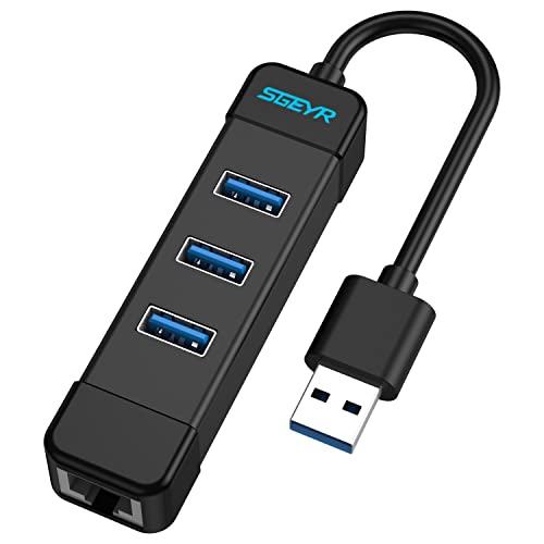 SGEYR Adaptateur USB 3.0 Hub USB Ethernet avec RJ45 à 100/1000 Mbps LAN Adaptateur Gigabit Ethernet, Compatible avec Mac OS Windows 11/10/8 Vista/Linux, MacBook Pro Air 2015, Surface Pro Cover
