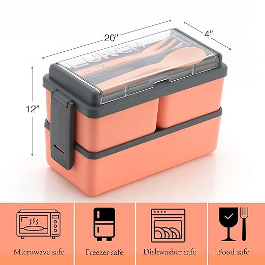 Image of Bento Box Adult Lunch Container With 3 Compartments & Fork - Leak-Proof, Microwave /Dishwasher /Freezer Safe Tiffin for Toddler, Kids, Adults - Pink