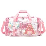 HTgroce Bolsa de Deporte Niña Transparente Inicial A – Bolsa de Viaje con Compartimento para Zapatos – Maleta Infantil Fin de Semana