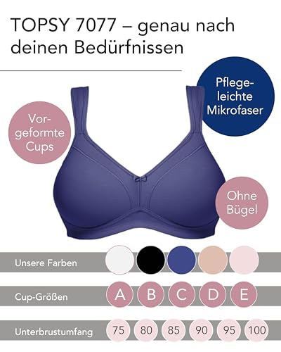 Susa BH Damen ohne Bügel Topsy I Damen-BHS mit vorgeformten Cups I Hoher, optimaler Halt I Aus strapazierfähigem Material I Marine I 75C – Ansicht 2