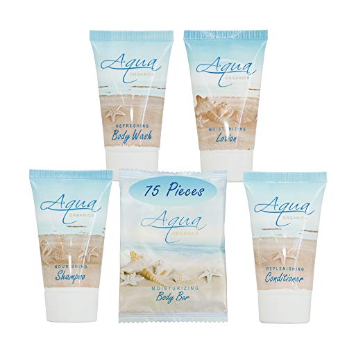 Aqua Organics | 1-Shoppe All-In-Kit | Hotel Size Amenities Set | Hotel/AirBnB/VRBO/Vacation Rental Soap Set | (75 pcs)