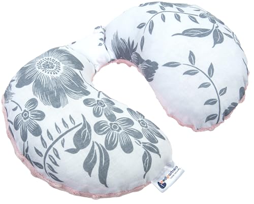 Medi Partners Almohada Cervical Coche Bebe cojin cuello niños cojín viaje - 100% Algodón/Minky Avion Neck Travel Pillow Almohadilla Cervicales Nino (Berry con rosa claro Minky)