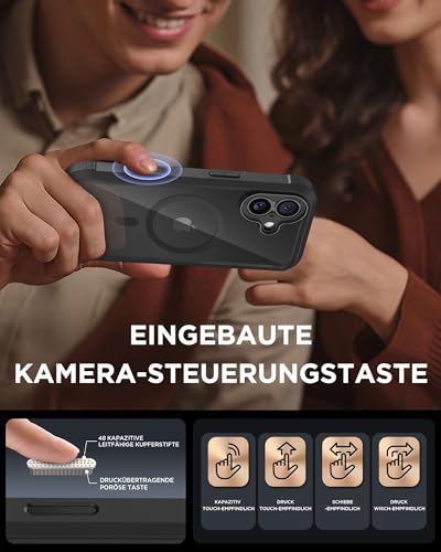 Miracase 360 Grad für iPhone 17 Hülle mit Magsafe, Eingebaut Glas Schutzfolie, Komplettschutz HandyHülle Magnetisch Stoßfest Case für iPhone 17 Schutzhüllen 6,3 Zoll,Schwarz