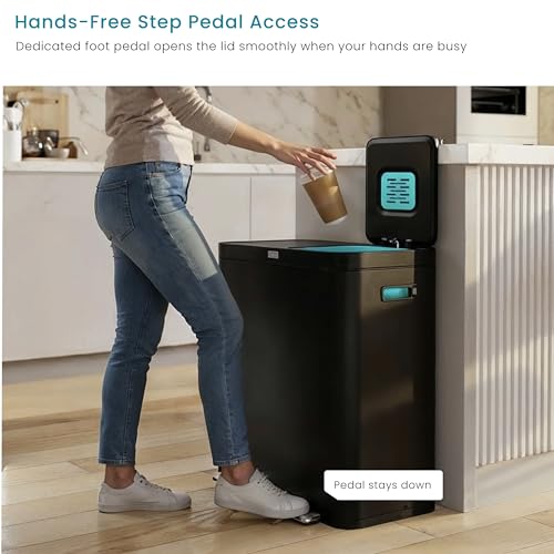 Image of Home Zone Living 16 Gallon Kitchen Trash Can with Dual Compartments