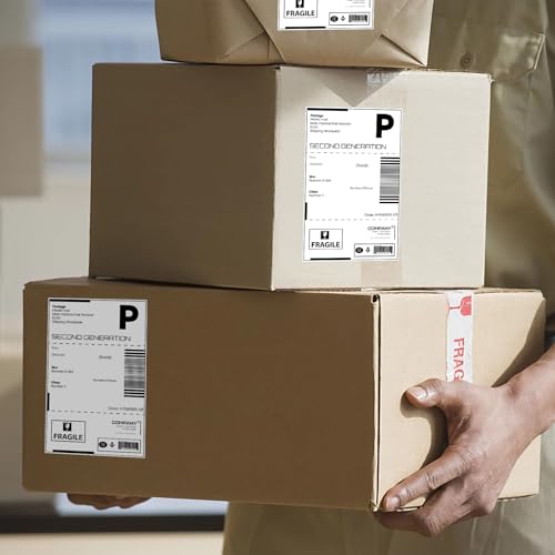 500 Blatt 4 x 6 (102mm×152 mm) Versandaufkleber DHL Etiketten Thermische Fanfold Thermoetiketten Klebeetiketten für Postanschriften Versandetikette Wasserfester