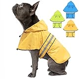 Weesiber Reflektierender wasserdichter Hunde-Regenmantel – verstellbare Haustierjacke, Leichter Hunde-Slicker-Poncho mit Kapuze für kleine bis sehr große Hunde und Welpen (M, Gelb)