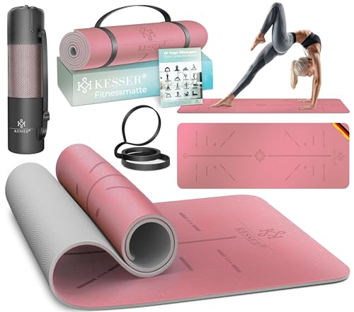 KESSER® Gymnastikmatte mit Tragegurt rutschfest TPE Yogamatte Gepolstert &...