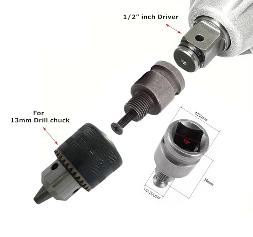 Image of Inditrust 1.5-13mm Capacity Drill Chuck Mount 3 /8-20UNF Quick Change Connect Conversion Chuck with 1 /2 Inch Socket Square Female Adapter (NOT FOR ANGLE GRINDERS)