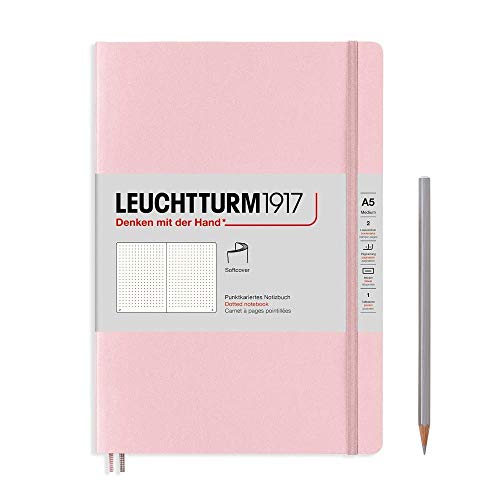 LEUCHTTURM1917 - Medium A5 Dotted Softcover Notebook (Powder) - 123 Numbered Pages