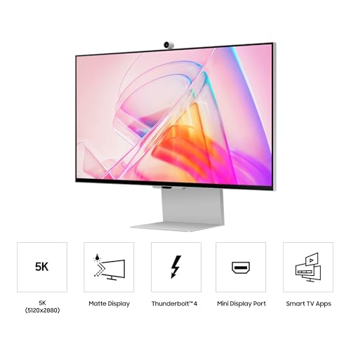 Samsung 27" ViewFinity S9 Series 5K Computer Monitor, Thunderbolt 4, DisplayPort, Matte Display, 4K Slimfit-Camera, Slim Metal Design, AirPlay, Smart-TV Apps, Gaming Hub, LS27C900PANXZA by Samsung - Image 2