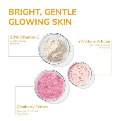 Image of 10% Vitamin C Face Serum with 2% Alpha Arbutin & Cranberry Extract | Brightens & Adds Glow, Fades Pigmentation & Dark Spots | For All Skin Types | For Men & Women - 30 ml