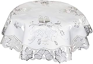 Grelucgo Embroidered Christmas Holiday Table Runner (Red, 14 by 69 inches)