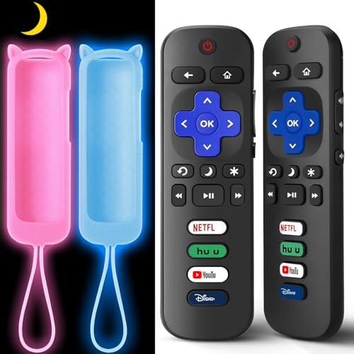Image of (2+2 Packs) Replacement Remote Control for Roku TV with Silicone Cover, Universal Remote for TCL /Hisense /Onn /Westinghouse /Philips Roku Smart TVs (Not for Roku Stick /Box)