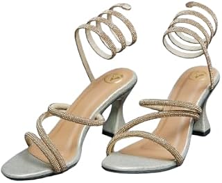 Sana. K Women's Open Toe PU Champagne Gold Spring Heel Sandal with Elegant Design Price In India