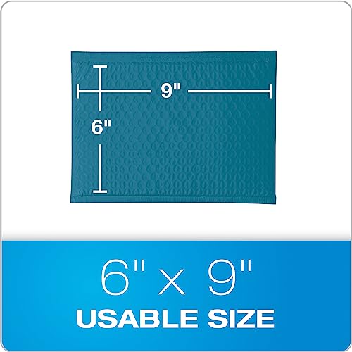 Image of Quality Park Bubble Mailers, 6 x 9 Inch, Blue Poly Mailers, Padded Envelopes, Shipping Envelopes, Water Resistant, Self Seal, 50 Per Box (QUA85862)