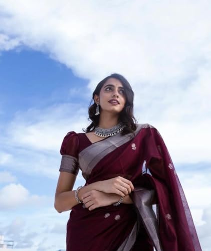 Image of Flosive Women's Cotton Saree With Blouse Piece