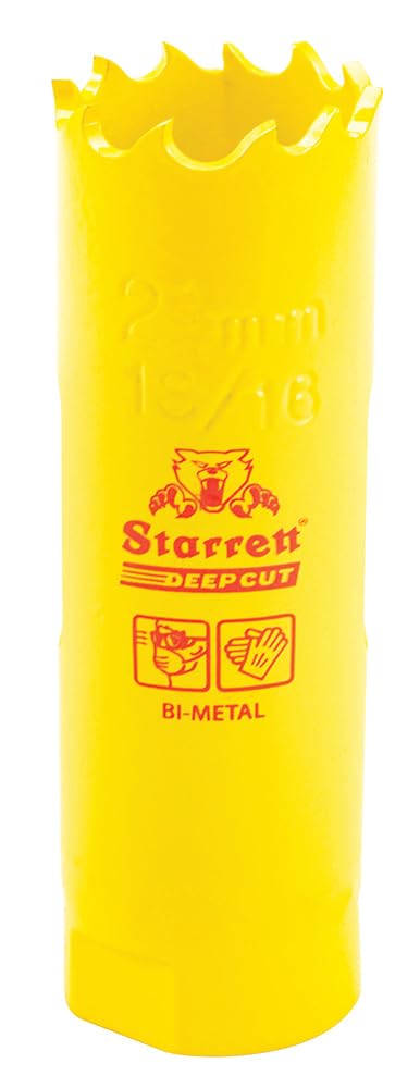Starrett Deep Cut Hole Saw - DCH1036 Heavy Duty Bi-Metal with Extra Cobalt HSS Teeth - For Metals Wood Cast Iron Fibreglass Plastic Materials - 21mm